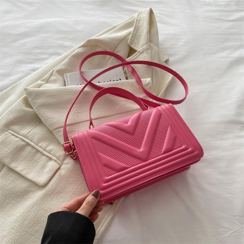Fashionable Aesthetic Small Square Bag 2024 New Korean Style Minimalist Casual Chic Shoulder Crossbody Handbag розовый