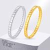 Vnox Geometrische Block-Armreifen aus Edelstahl, Gold Silber Farbe Einfache Runde Handgelenk-Armbänder für Damen, Luxuriöser Schmuck Geschenke