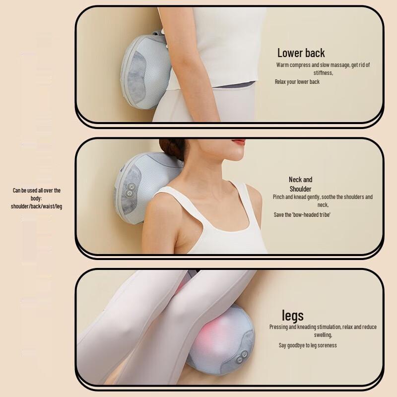 Bear Wireless Heat & Kneading Lumbar & Neck Massage Cushion