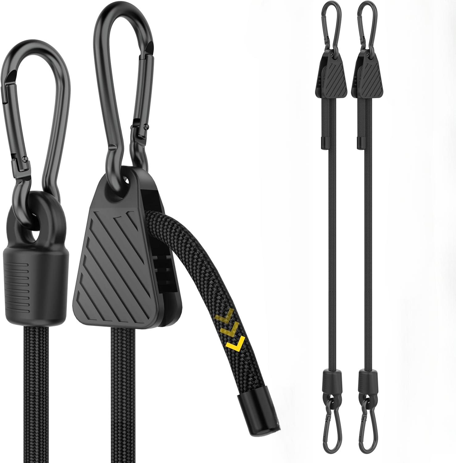 Regulowany Bungee Cord z Haczykami 7-48 Caly Wytrzymały Elastyczny Pasek Mocujący do Ładunku Kempingu Bagażnika Rowerowego Namiotu 48in black