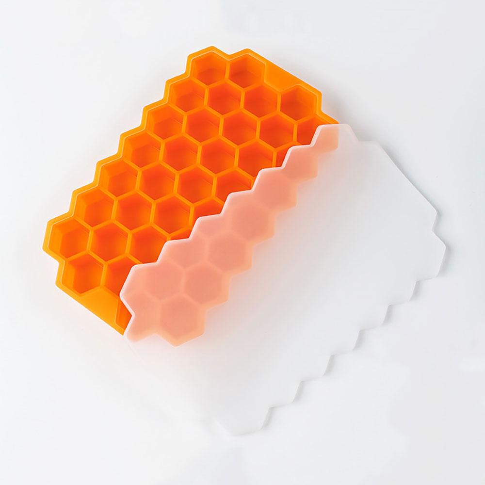Silicone World 37 Grids Honeycomb Ice Cube Silicone Molds Silica Gel Ice Tray DIY Household Ice Making Box With Lid Ice Mold