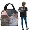 Cute Cartoon Two Little White Rabbits Insulated Lunch Bag for Women Children Leakproof Food Boxes Thermal Lunch Box Tote