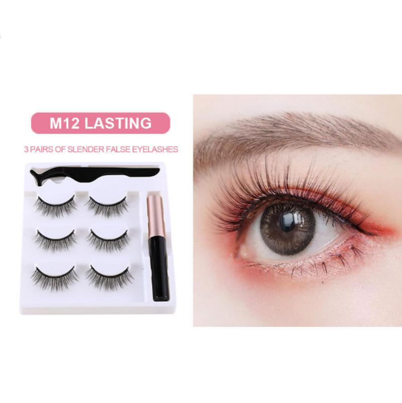 False Eyelashes 3 Pair Waterproof Handmade Mink Hair Thick Eye Lash Extension 5D Mink Natural Long False Eyelashes Magnetic False Eyelashes