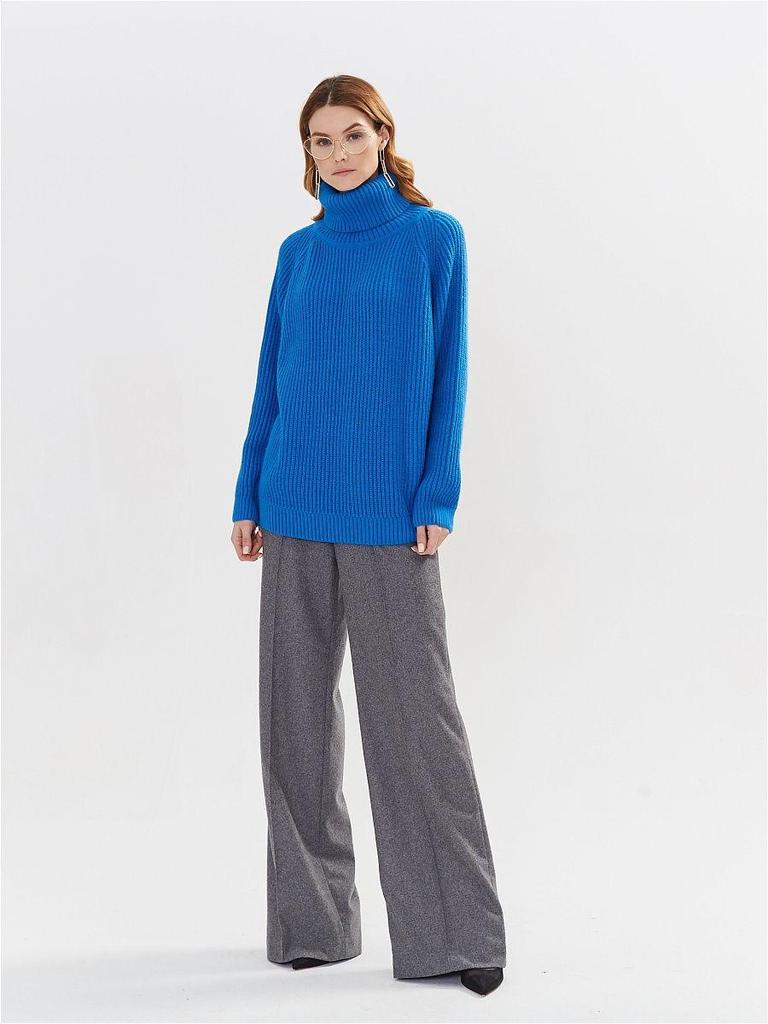 Autumn/Winter European & American High Neck Solid Color Loose Knit Sweater