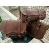 Echtes braunes Leder COMBO 3 Motorrad Satteltasche Packtaschen Werkzeugtasche Seitentasche
