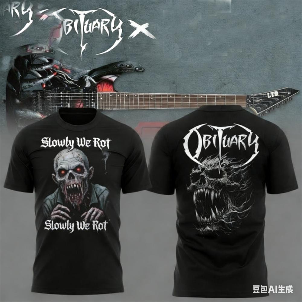 Letnia męska koszulka New Rock Obituary Zespół czaszki Nadruk Koszulka Mężczyźni Kobiety Moda Oversize Krótki rękaw Koszulka Graficzna Koszulka