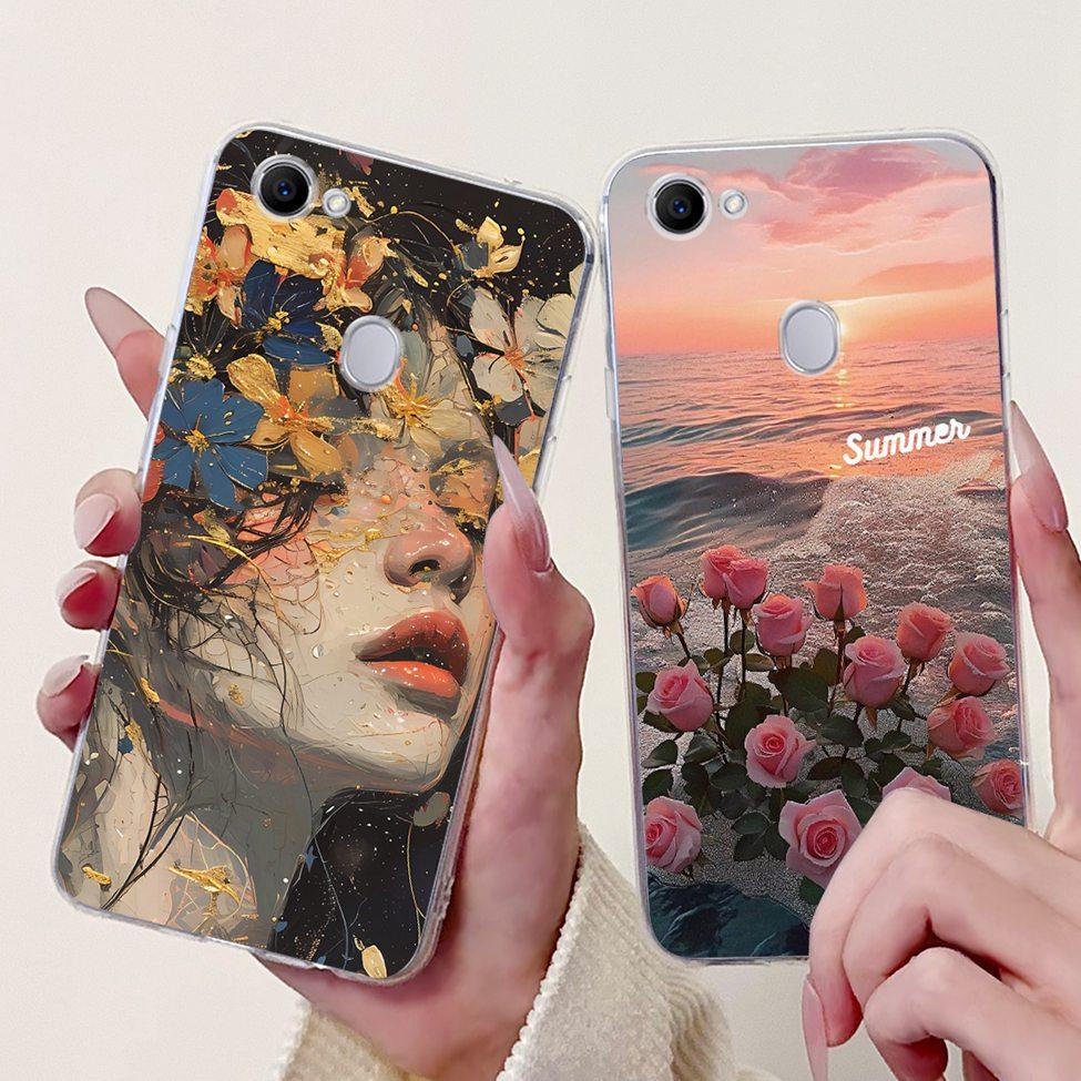 Clear For Oppo F7 Case Kawaii Cute Cat Fashion Flower Funny Luxury Painted Soft Back Cover For OppoF7 Phone Case CPH1821 CPH1819