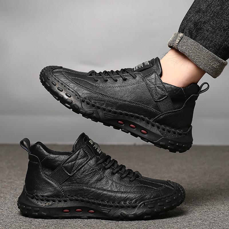 Hand-stitching Leather Men Boots Comfortable Casual Leather Shoes Men Ankle Boots