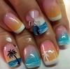 Dreamy Sea Wave & Coconut Tree White French Manicure Nail Patches