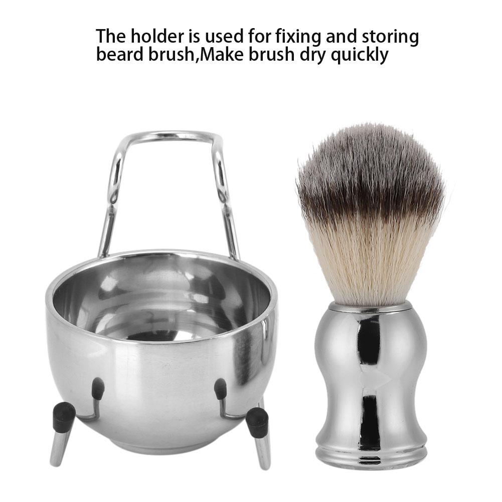 Stainless Steel Shaving Brush Beard Brush Holder Stand Soap Bowl Shaving Tool Set38092