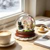 Rotating Carousel Table Ornament Christmas Crystal Ball Figurine, 2D Acrylic Winter Cottage Lightweight Holiday Gift Tabletop Ornaments for