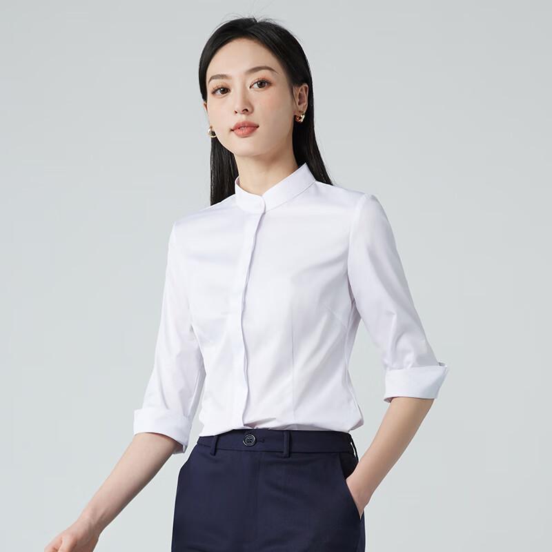 Toluoman Damen Neues Chinesisches Stil 3/4 Ärmel Stehkragen Hemd
