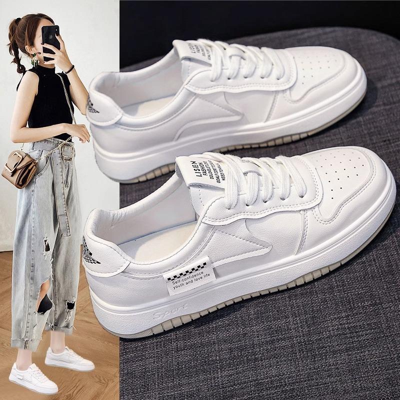 Leather little white shoes spring new lightweight soft-soled women's shoes casual sports board shoes trendy