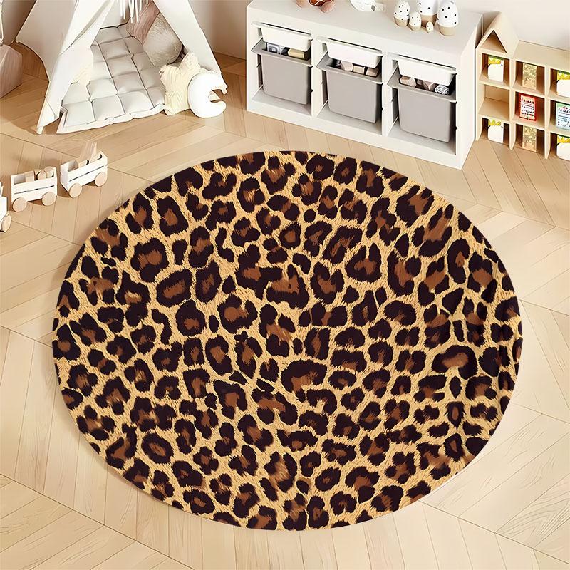 Leopard Print Round Rug for Stylish Living Rooms Round Carpet for Home Sofa Bedroom, Gift