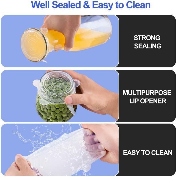 Food Cover - 12pcs - Stretchable Silicone - Reusable - Leak-proof - White