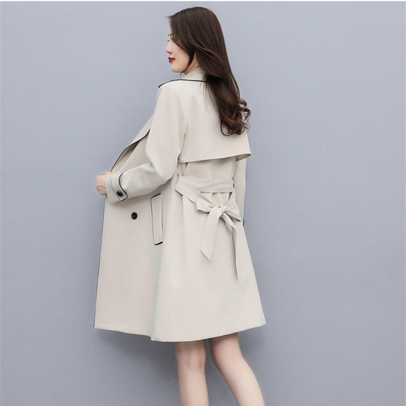 Women's Spring and Fall Medium-length Business Thin Section Casual Stand-up Collar Trench Coat Jacket Waist Windbreaker