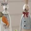 Office Desk Decoration Easter Bunny Figurine, Vintage Resin Rabbit Statue with Carrot Flower Animal Figurine For Home Basket, Spring Indoor