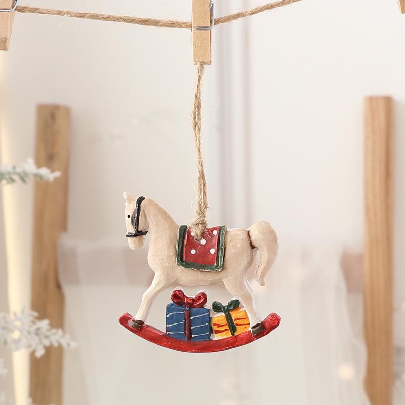 Snowman and Santa Christmas Tree Cartoon Resin Stocking Pendants