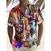 Fashion Mens Summer Hawaiian Shirt Vibrant Graffiti Art 3d Print Shirt Short Sleeve Casual Beach Shirts Vintage Blouse