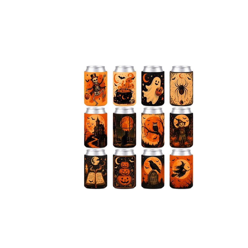 Halloween Partybecher-Hüllen 12er-Pack - Wiederverwendbare Thermobecher-Hüllen für festliche Feiertage
