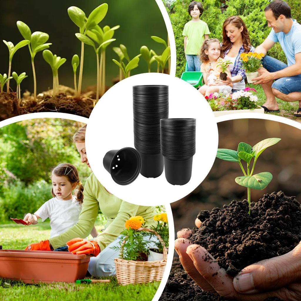 Nursery Plant Pots 100 Pieces Grow Container With Drainage Holes 4inch Flower Pots For Indoor Outdoor Garden Backyard Balcony