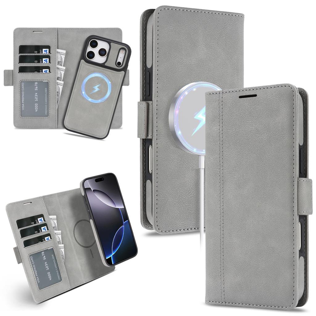 2v1 Odnímatelné kožené pouzdro-peněženka pro iPhone 17 16 15 14 13 12 Pro Max 17 Air 16e Magnetický Luxusní Business Ochranný Kryt