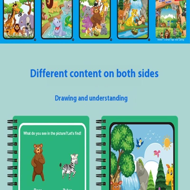 1 Libro+1 Penna Libro da Colorare Riutilizzabile Libro da Dipingere con l'Acqua Sensoriale Educazione Precoce Puzzle Giocattoli da Disegno