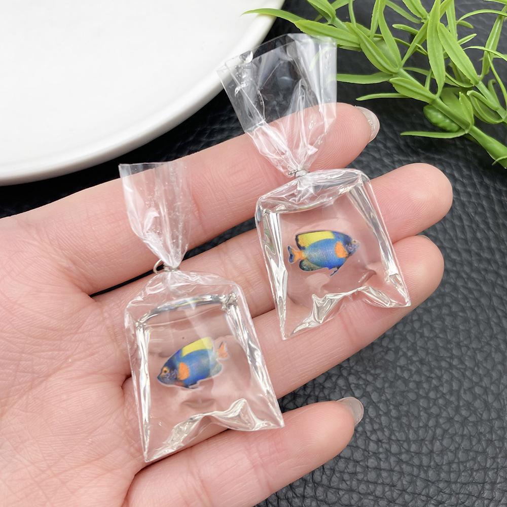 Прозрачные смоляные серьги-подвески с золотыми рыбками в виде морской воды и аксессуары для брелока