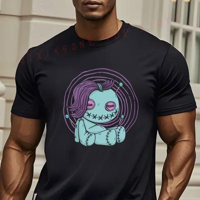Voodoo Doll Black Magic Evil Spirits Halloween TShirt  Vintage Style Pattern Mens And Womens Casual Comfort Short Sleeve Top