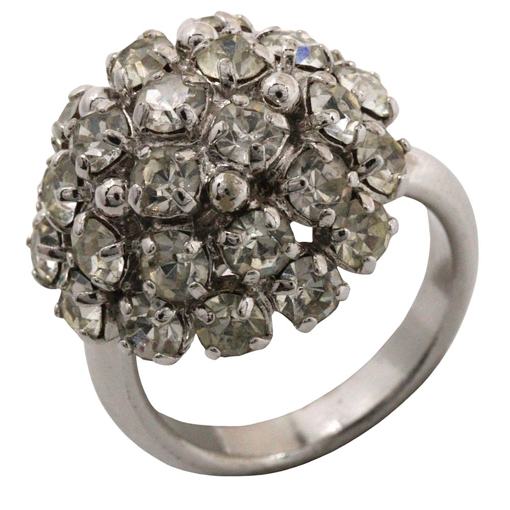 

Dior Ring vintage Silver metallic/Rhinestone #4.5(US Size) 6.1g Women Used