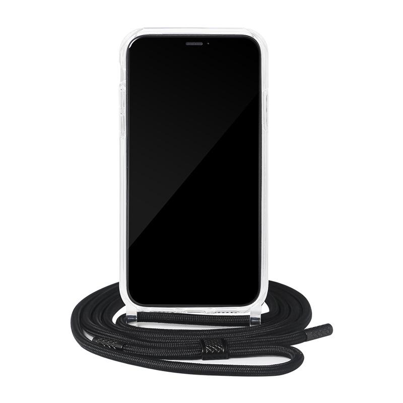 Gjennomsiktig iPhone 12 Pro Max-deksel med integrert snor for crossbody for iPhone 11, 13 Mini. Kompatibel med Apple 14.