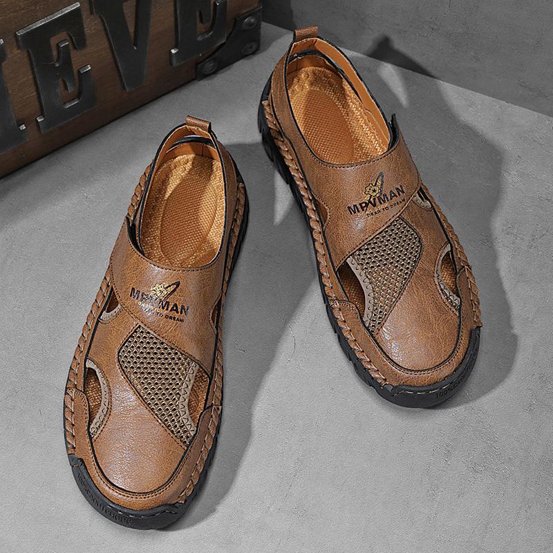 

Модные дизайнерские мужские сандалии, сетчатая дышащая повседневная обувь, легкие нескользящие пляжные сандалии, шлепанцы, мужские сандалии на платформе Cave 48 коричневый