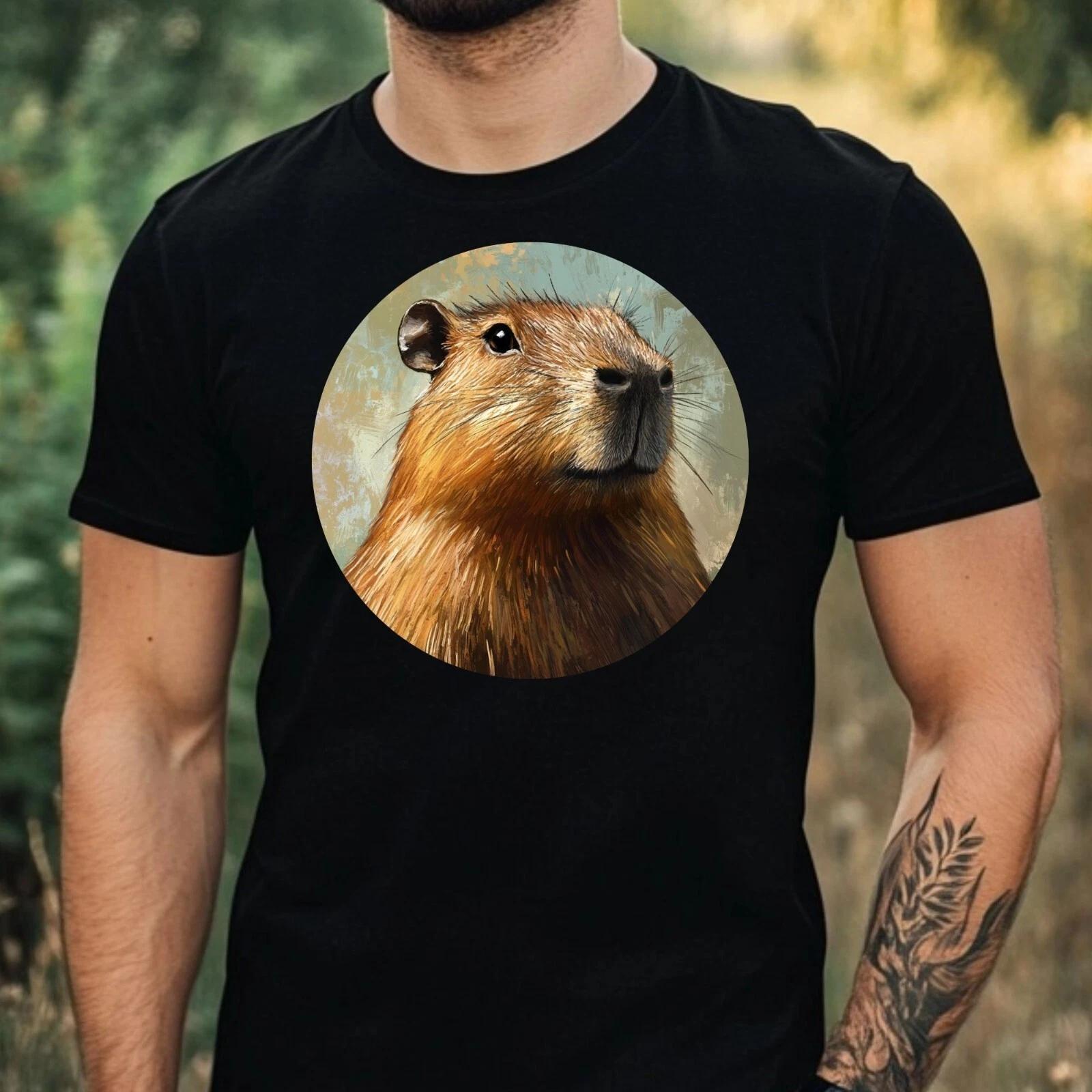 T-Shirt Herren Capybara Portrait Motiv Baumwolle Größe XS bis 5XL XS