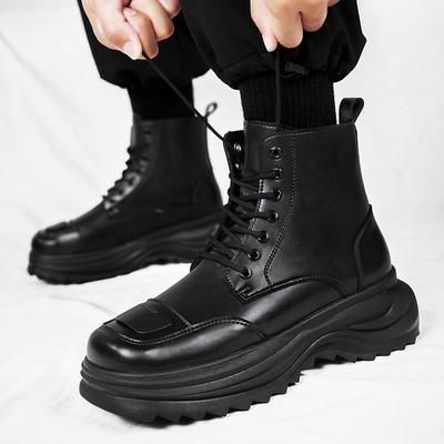 Men's Leather Boots Autumn Winter Fashion White Casual Shoes for Men High Top Street Style Ankle Boots Men Outdoor Sneakers Boot