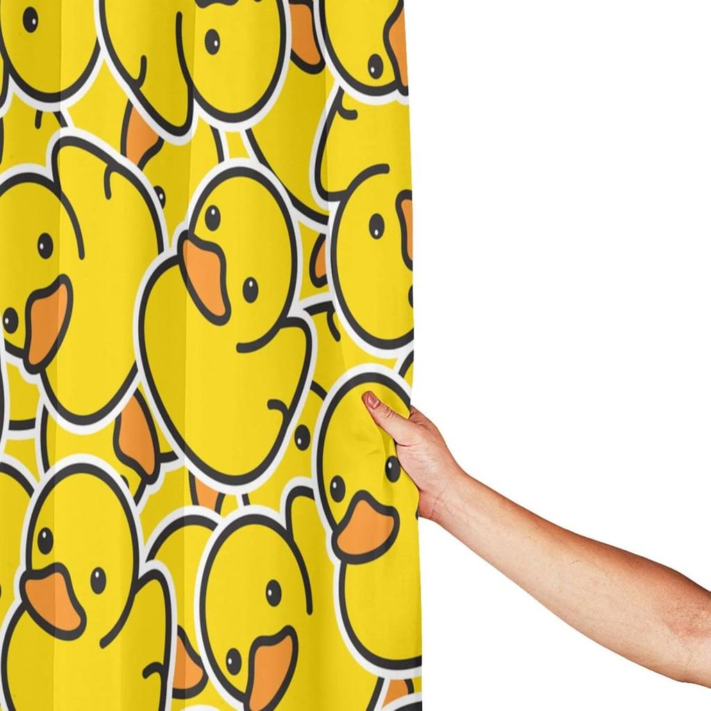 Fiokroo Cute Rubber Ducky Shower Curtain 72x72in Waterproof Polyester Fabric Yellow Cartoon Ducks Bath Curtain with 12 Hooks, Shower Curtains Sets