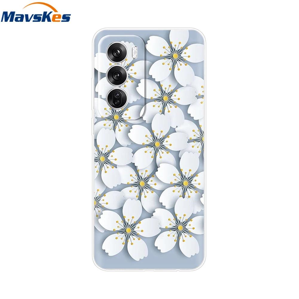 OPPO Reno 12 Pro 5G Case Fashion Flower Silicone Phone Case For OPPO Reno 12 Cover Reno12 Pro Bumper 2024 Soft Black TPU Fundas