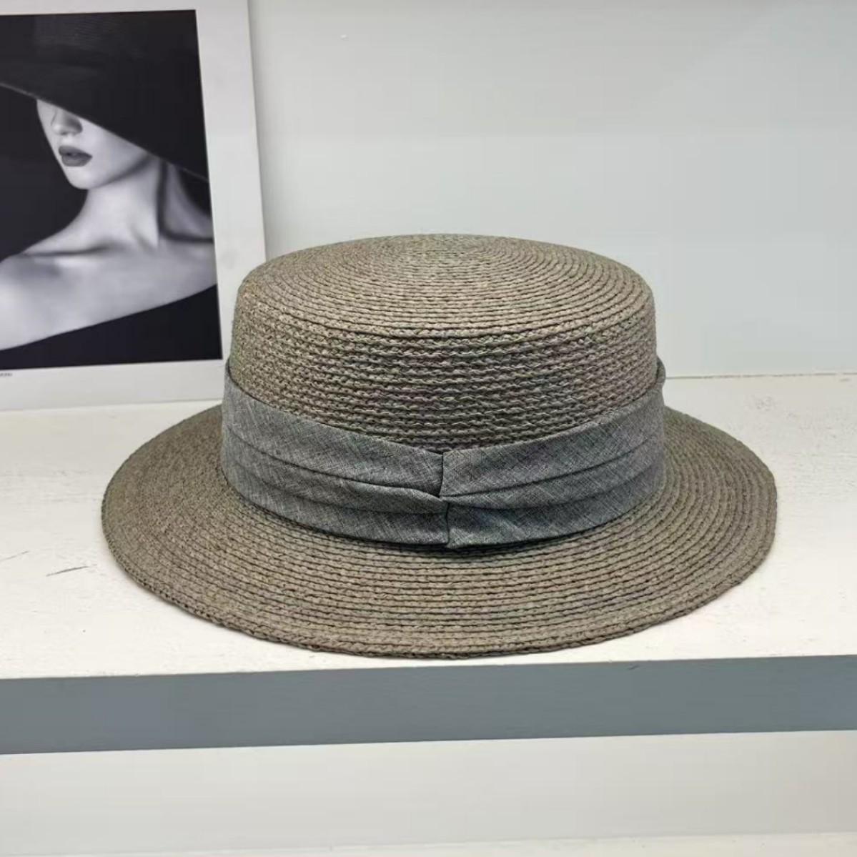 Quality French light luxury raffia flat top top top top hat women s sunscreen sun hat shopping shade straw hat 7-day no-reason return not supported серый