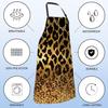 Leopard Print Apron for Women,28x33in,Cheetah Kitchen Aprons with 2 Pockets,Oxford Fabric,Bold Gold Glitter Adjustable Apron for Cooking Baking