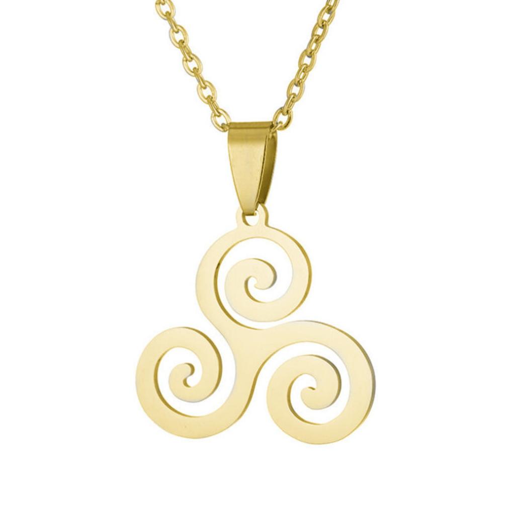 Triskele Symbol Pendant Necklace Stainless Steel Jewelry Gift for Women Men