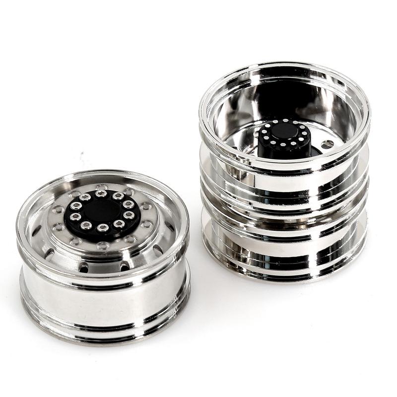 2Pcs Alloy Double Wheels Hub for Tamiya 1/14 RC Truck, Compatible with SCANIA VOLVO MAN Models, Heavy Duty Upgrade Parts