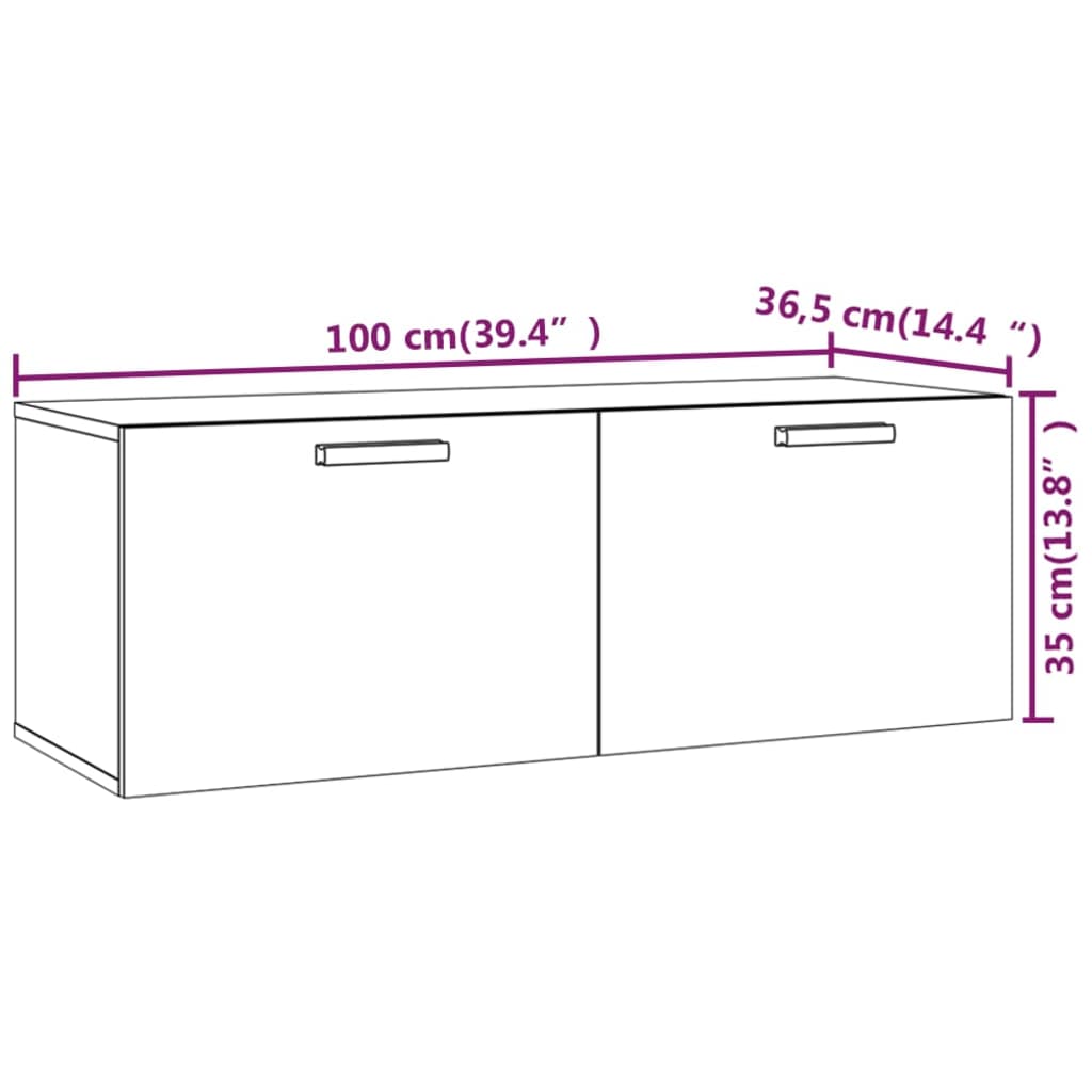 Wall Cabinet Grey Sonoma 100x36.5x35 cm Engineered Wood