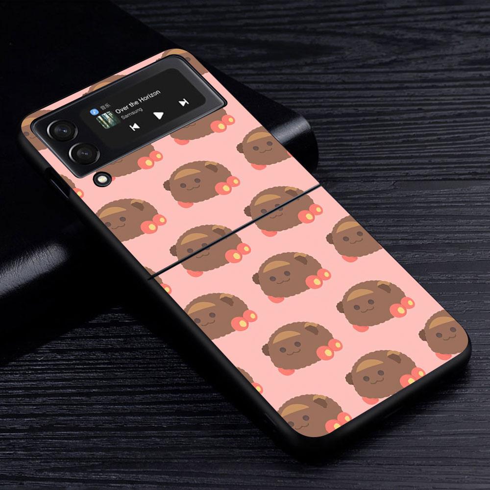 PUI PUI MOLCAR Cute Case for Samsung Galaxy Z Flip4 Flip3 5G PC Hard Cell Phone Shell Z Flip 4 3 Black Coque Zflip4 Zflip3 Cover