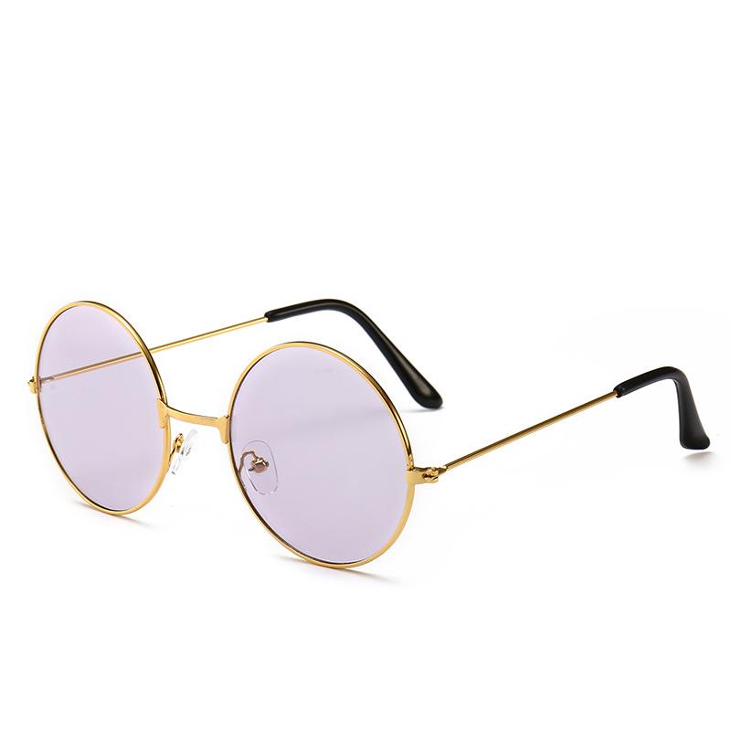 Harajuku Runde Brille Retro Runder Rahmen Sonnenbrille Hippie Ozean Party Farbige Gläser Metallrahmen Prinzenbrille