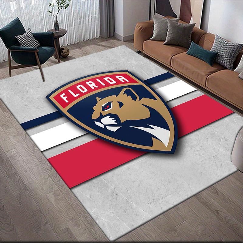 Florida Panthers2 Flannel Pattern Square Carpet,Area Rug,Carpet Rug for Living Room Bedroom Sofa Playroom Decor,Non-slip Floor Mat