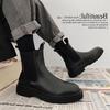 Martin Boots Men's Trendy British Style Retro Chelsea Men's Boots Medium Help 2025 Winter Men's Shoes Tooling High-top Leather Shoes Men