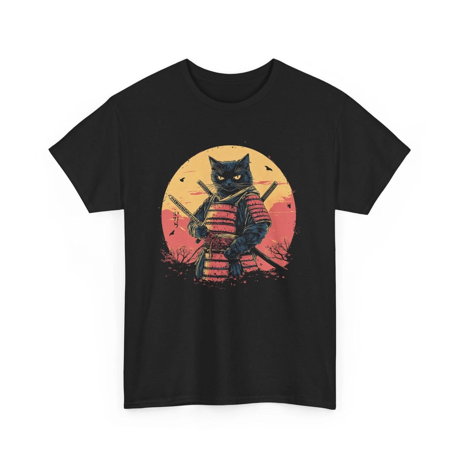 Samurai Cat T-Shirt | Traditional Japanese Tattoo Tee | Oni Demon Shirt 3XL