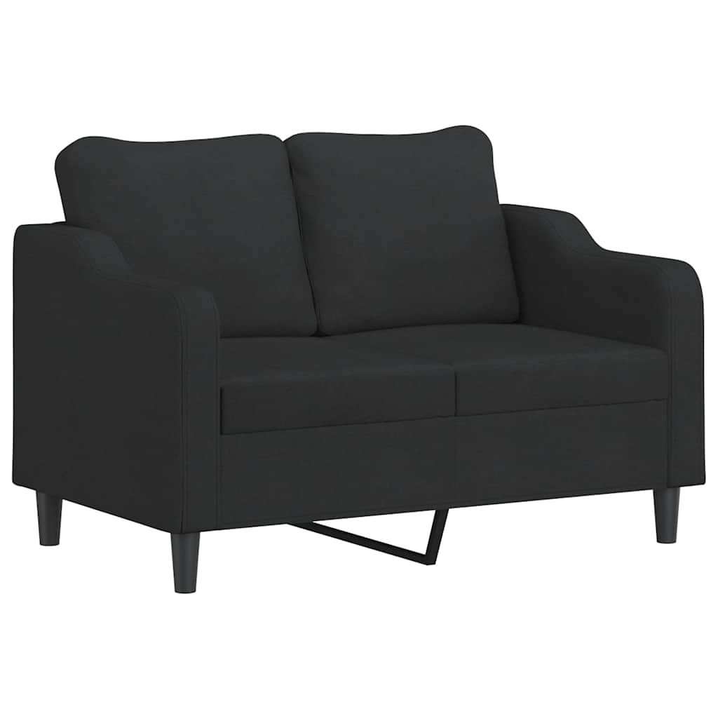 2 Seater Sofa with Decorative Cushions Black 120 Cm Fabric