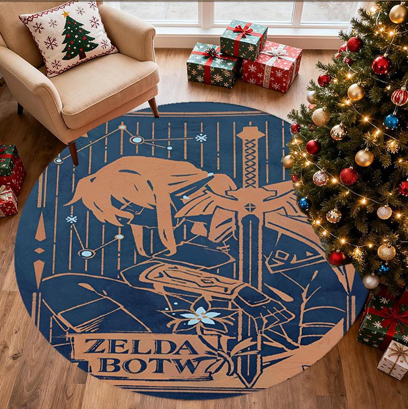 The Legend of Zelda Pattern Round Rug, Indoor/Outdoor Mat, for Picnic, Gameroom, Bedroom, Office, Living Room, Home Decor Carpet, Birthday Gift