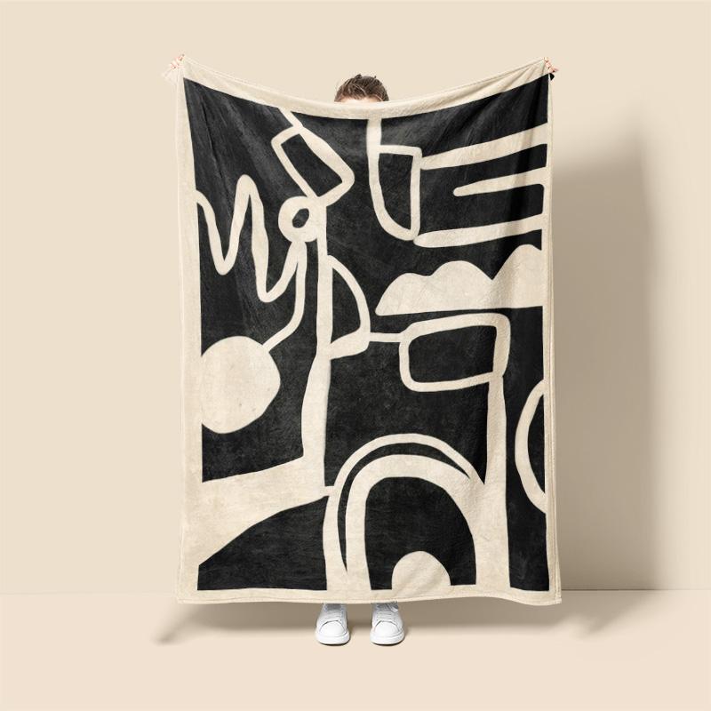 Abstract geometric patterns Flannel printed blanket suitable for all seasons suitable for living room office sofa and travel