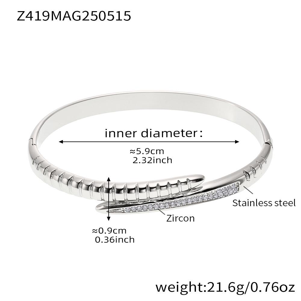 Qiong Yao 18K Gold-Plated Stainless Steel Zircon Snake Tail Clasp Bracelet for Women